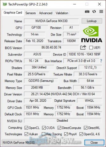 Review ASUS VivoBook 14 A409JP: Murah dengan Core i5 dan GeForce MX330 5 GPUZ NVIDIA 1