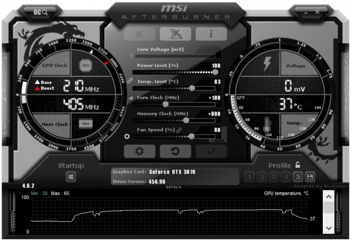 Review Gigabyte GeForce RTX 3070 Gaming OC 8G 18 OC SETTINGS