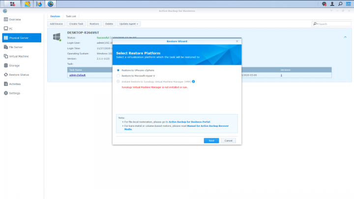 Active Backup for Business - Server