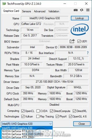 Review Intel NUC 9 Extreme Kit GPUZ 3 GPU