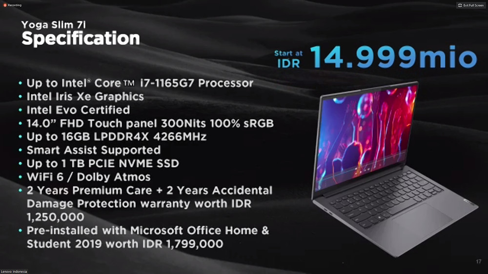Jadi yang Pertama, Lenovo Indonesia Rilis Laptop Intel Core 11th Gen  Yoga Slim 7i 01