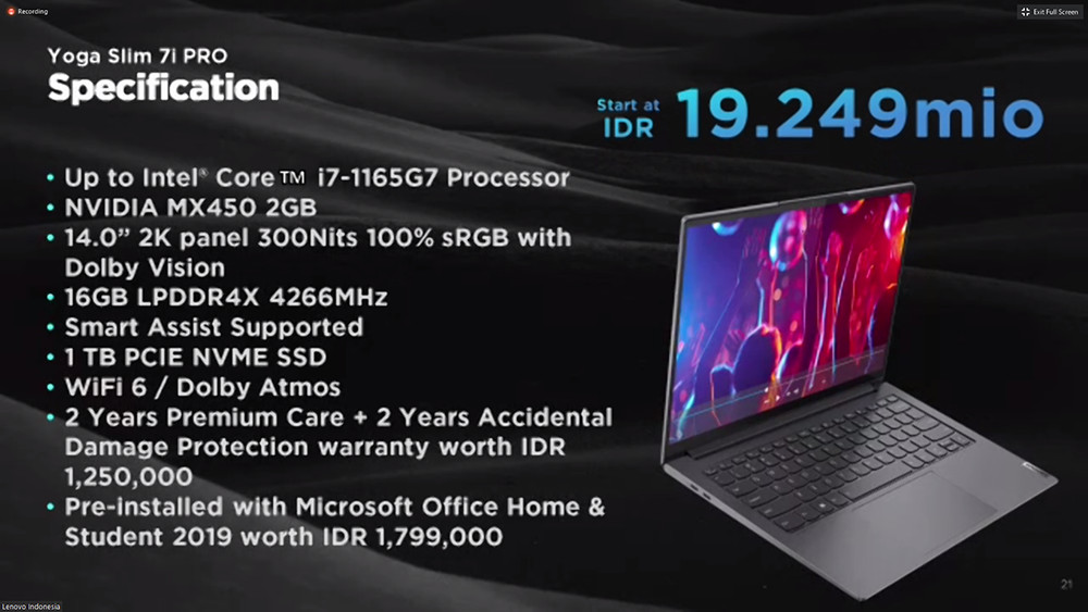 Jadi yang Pertama, Lenovo Indonesia Rilis Laptop Intel Core 11th Gen  Yoga Slim 7i Pro 01