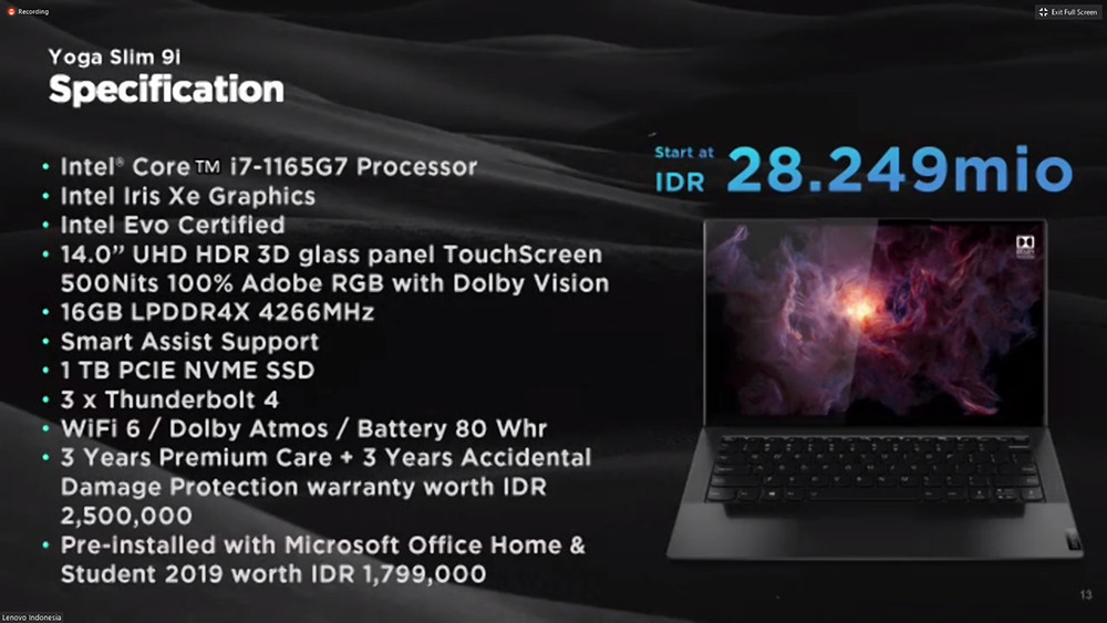 Jadi yang Pertama, Lenovo Indonesia Rilis Laptop Intel Core 11th Gen  Yoga Slim 9i 02