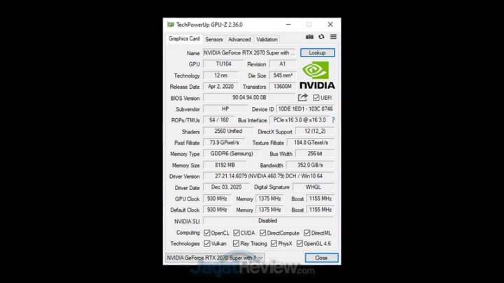 Review Laptop Omen by HP 15-DH1020TX: Dilengkapi RTX 2070 Super dan Undervolting 7 GPUZ