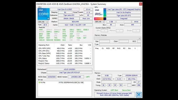 Review Zenbook 14 UX425EA: Laptop Tipis nan Sangar 13 HWiNFO