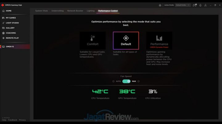 Review Laptop Omen by HP 15-DH1020TX: Dilengkapi RTX 2070 Super dan Undervolting 24 OMEN Gaming Hub Default Max