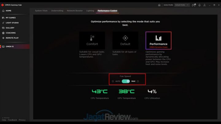 Review Laptop Omen by HP 15-DH1020TX: Dilengkapi RTX 2070 Super dan Undervolting 23 OMEN Gaming Hub Fan Control