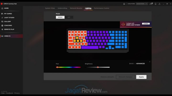 Review Laptop Omen by HP 15-DH1020TX: Dilengkapi RTX 2070 Super dan Undervolting 19 OMEN Gaming Hub Lighting