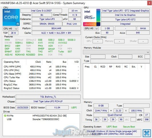Review Core i5 Generasi 11 dan Iris Xe Max pada Acer Swift 3X: Untuk Content Creator & Bisa Gaming 7 hwinfo igp