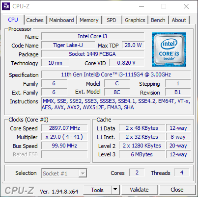 Uji Gaming di Intel Core i3 1115G4: Seberapa Kencang? 3 CPUZ CPU 1