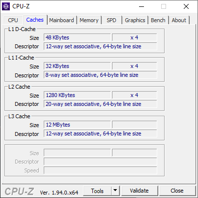 Gaming Test GeForce MX450: 10 Game di HP Envy 13 3 cpuz cache 1