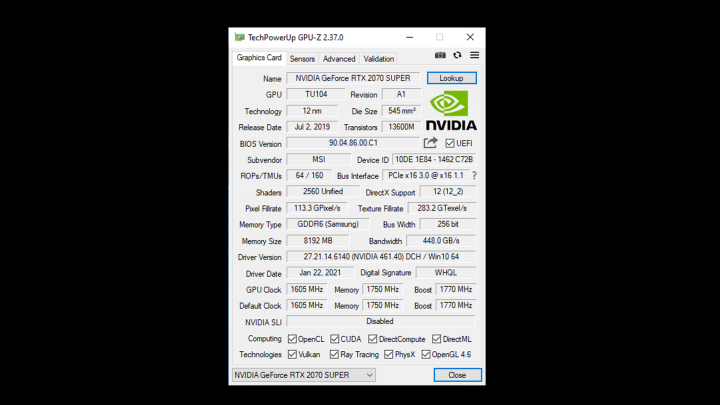 Review PC Desktop Gaming Lenovo Legion Tower 5i 9 GPUZ