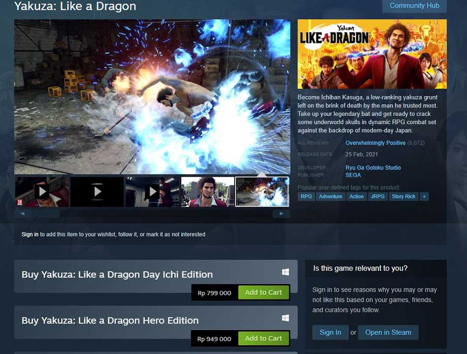 Yakuza: Like a Dragon versi PC Tidak Lagi Region-Lock untuk Indonesia 15 yakuza like a dragon steam