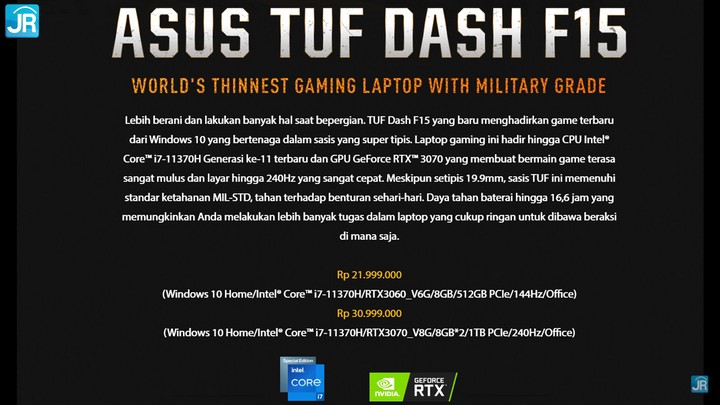 Review ASUS TUF DASH F15 (FX516): Tipis, Kencang dan Dingin 1 Review ASUS TUF Gaming Dash F15