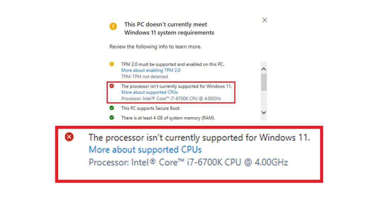 Win11Test 2 6700K NotCompatible
