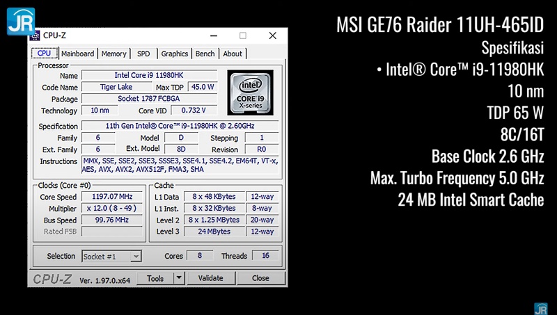 Review MSI GE76 Raider (2021): Monster Gaming dengan Spesifikasi Tinggi dan Layar 360 Hz 3 cpuz 3