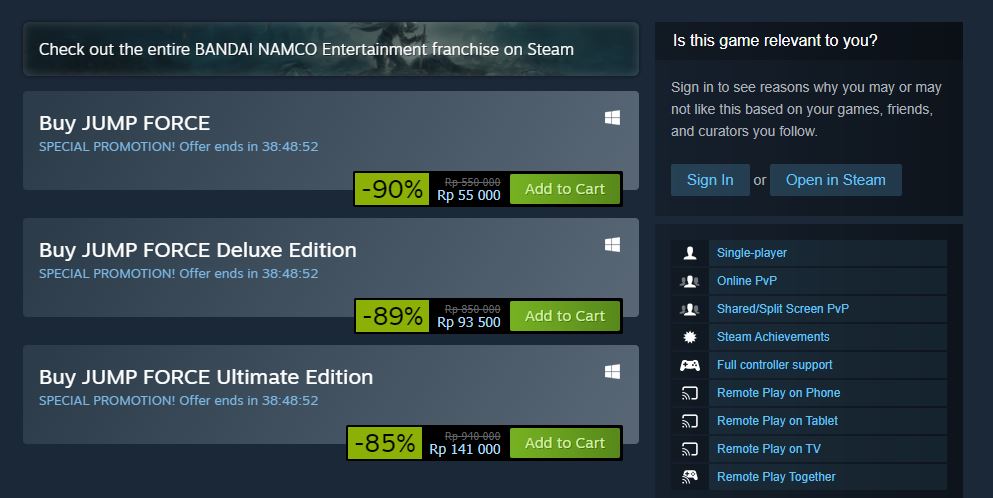 Mendekati “Mati”, Jump Force Diskon 90% di Steam 16 jump force steam1
