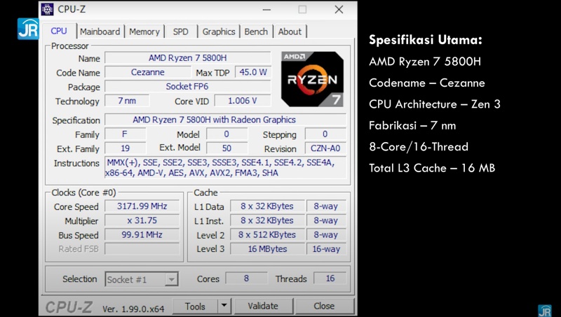 Review MSI Delta 15 A5EFK-050ID: Laptop Gaming AMD Advantage yang Kencang dan Tidak Mahal 3 cpuz 5