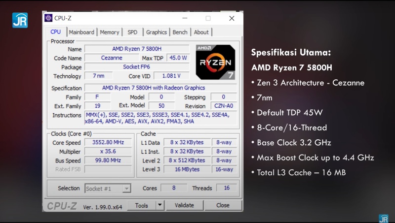 Review Lenovo Legion Slim 7 AMD: Laptop Tipis nan Kencang dengan Ryzen dan GeForce RTX 3 cpuz 6