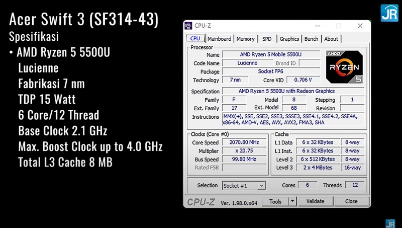 Review Acer Swift 3 Ryzen 5000 (SF314-43): Kencang dgn AMD Ryzen 5000 3 cpuz
