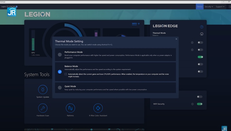 Review Lenovo Legion Slim 7 AMD: Laptop Tipis nan Kencang dengan Ryzen dan GeForce RTX 1 performance mode 1