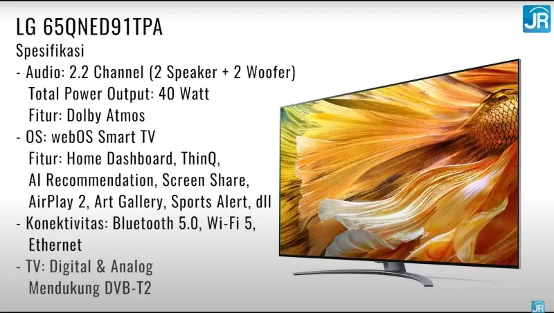 Review Smart TV LG 65QNED91: Memukau dgn Quantum Dot, Nano Cell, dan Mini LED 11 spek layar 1