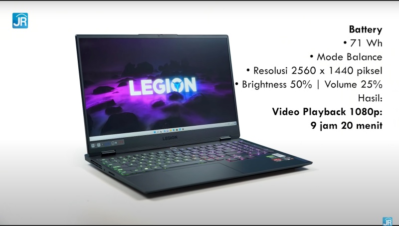 Review Lenovo Legion Slim 7 AMD: Laptop Tipis nan Kencang dengan Ryzen dan GeForce RTX 20 tes baterai 3