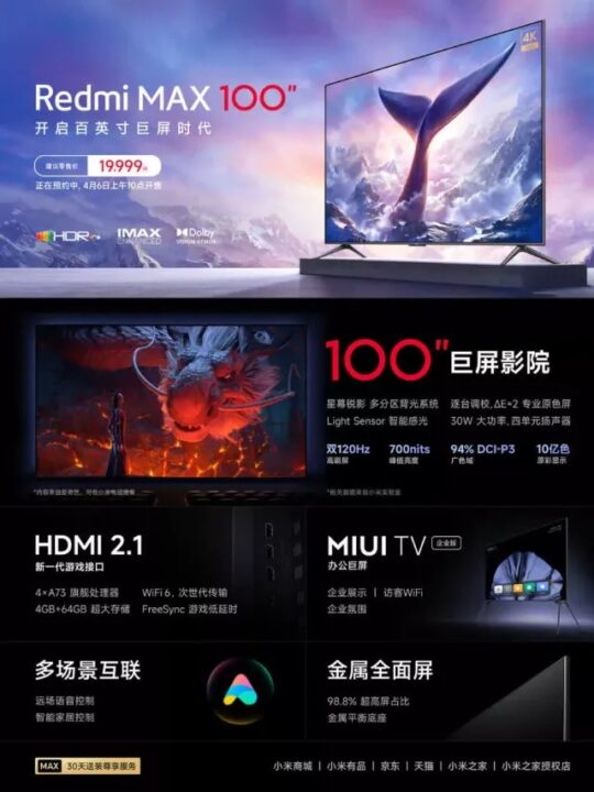 Xiaomi Luncurkan Smart TV Redmi Max 100 Inci Harganya Rp 45 Jutaan 2 Xiaomi Redmi Max 100 inci