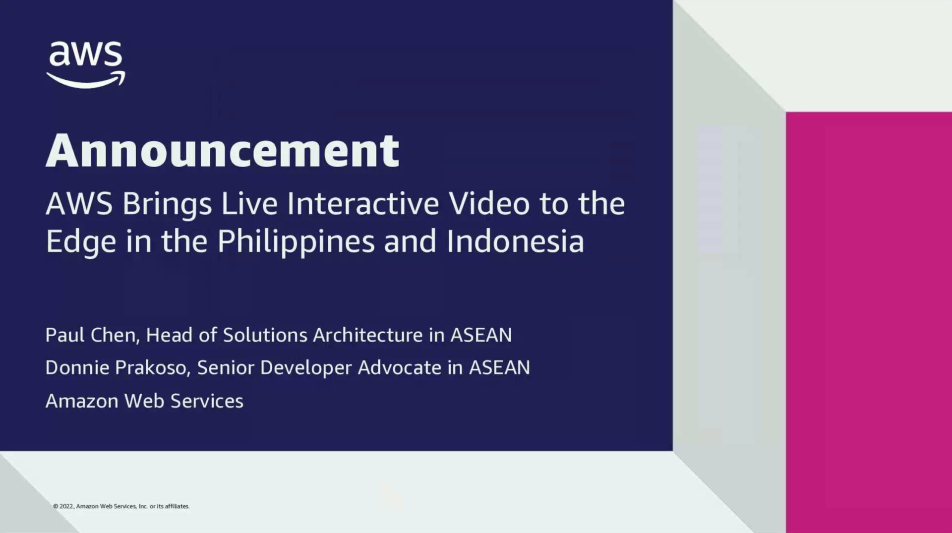 AWS Hadirkan Layanan Interactive Video Service untuk Indonesia dan Filipina 1 AWS Amazon IVS