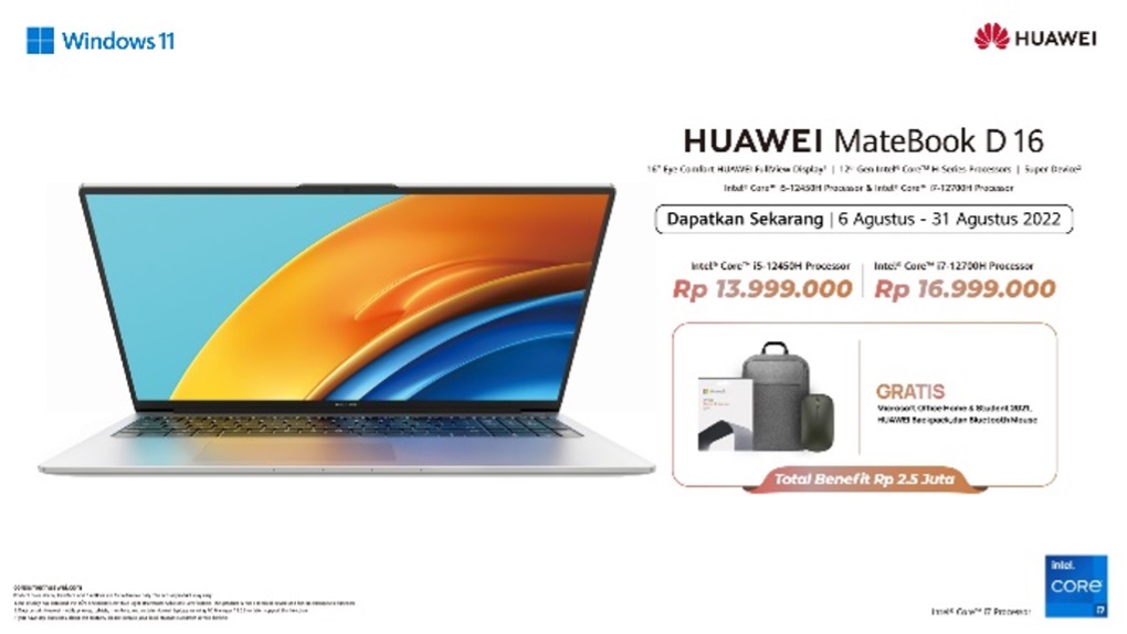 Huawei Matebook D16, D14 dan Matebook X Pro (2022) Sudah Dijual Di Indonesia 2  Huawei MateBook D16