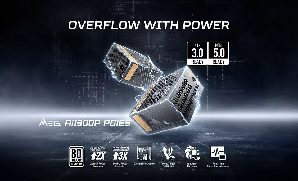 MSI Kenalkan PSU ATX 3.0 Pertama di Dunia 8 MEG Ai1300P PCIE5