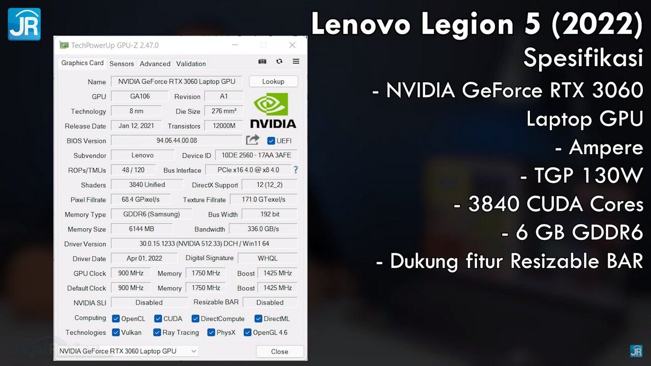 Review Lenovo Legion 5 (2022): Pakai AMD Ryzen 7 6800H, Lebih Tipis, Kencang dan Irit 6 review Lenovo Legion 5 (2022) AMD Ryzen 6000H