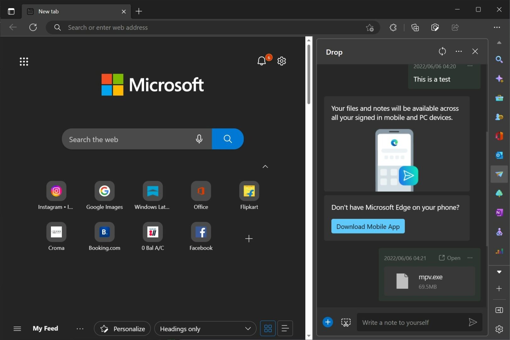 Fitur  Microsoft Edge Drop feature