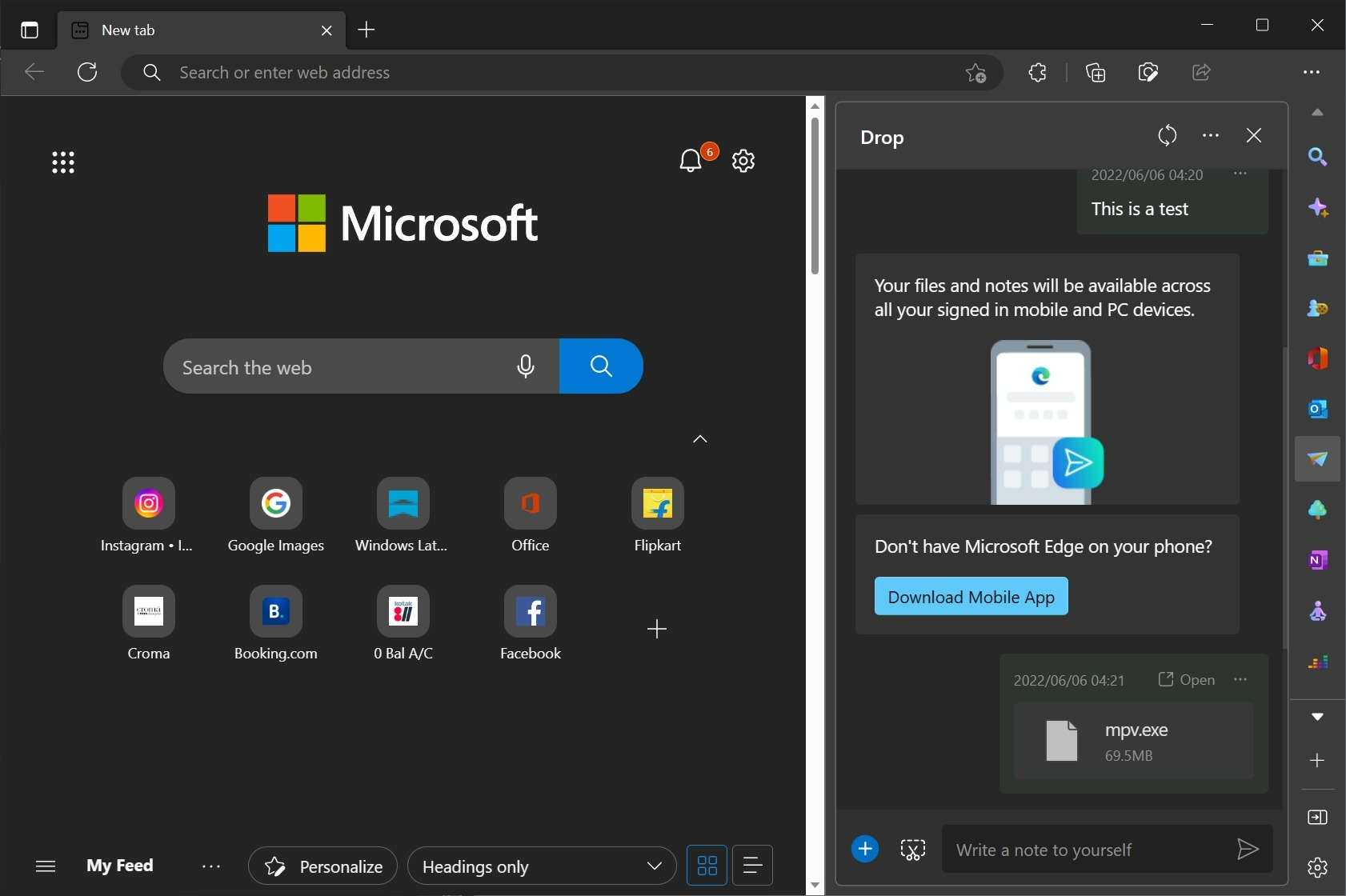 Fitur  Microsoft Edge Drop feature