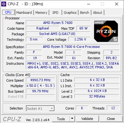 Jelang Peluncuran, AMD Ryzen 7000 Series non-X Muncul di CPU-Z 4 7600CPUZ