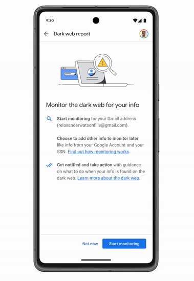 Google One Dark Web Report