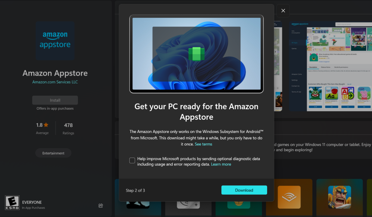 Amazon AppStore versi Pengembang Sudah Tersedia Umum, Bisa Instal Aplikasi Android di Windows 11 1 Screenshot 957