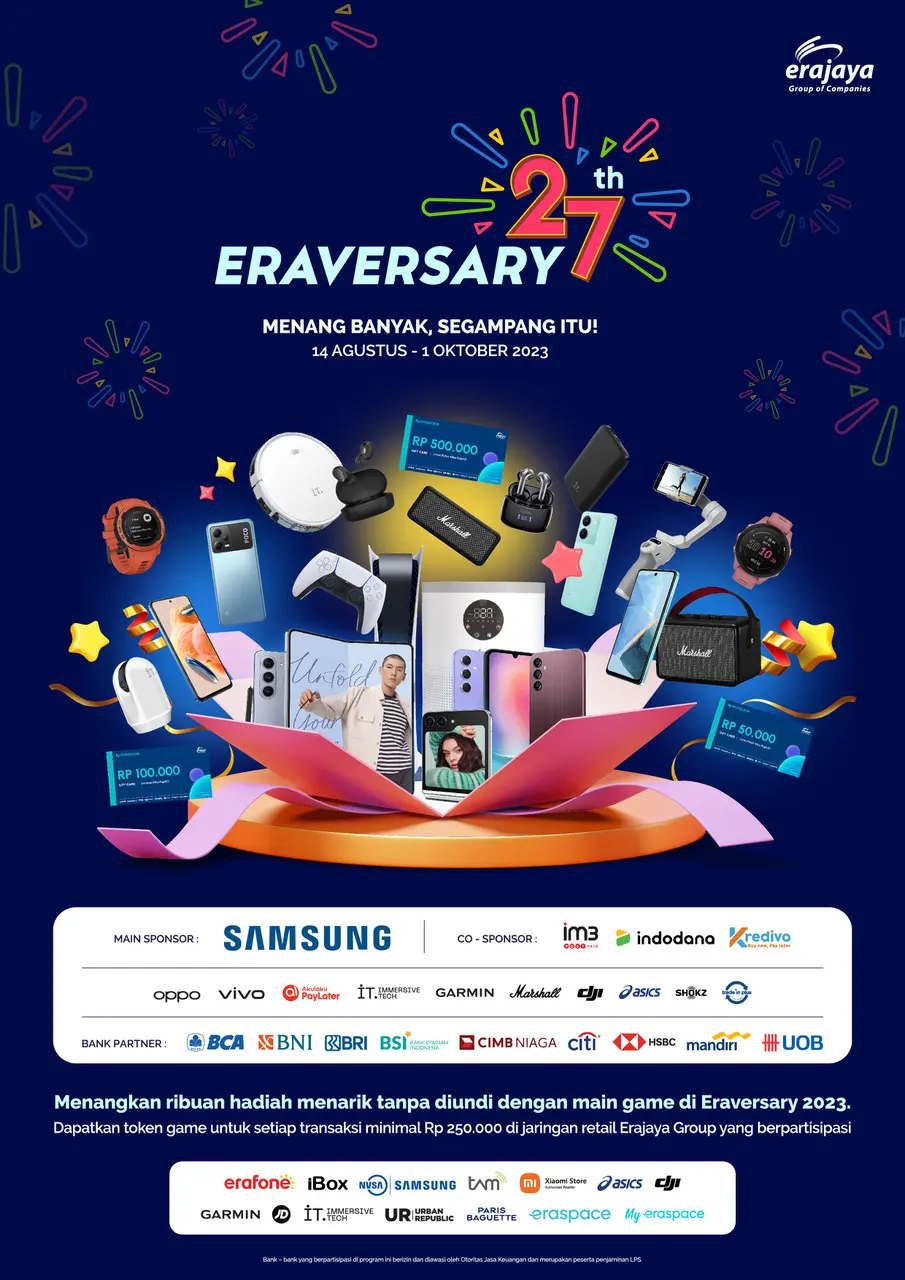 Erajaya Gelar Eraversary 2023, Banyak Promo dan Hadiah Menarik Total Rp2,7 Miliar! 10 eraversary