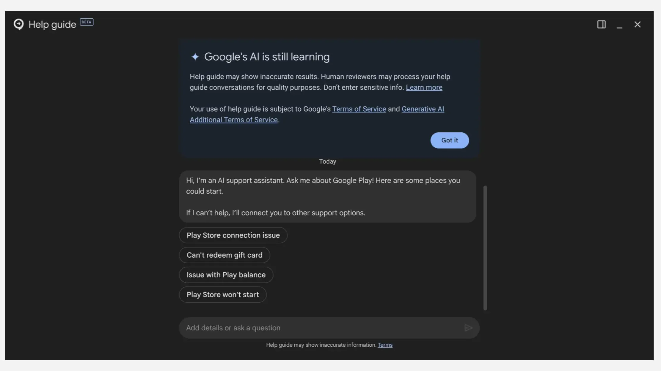 google help chatbot AI