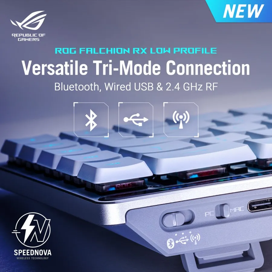 ASUS ROG Falchion Rilis, Keyboard Mechanical Wireless Low Profile 3 ROG Falchion RX Low Profile 1