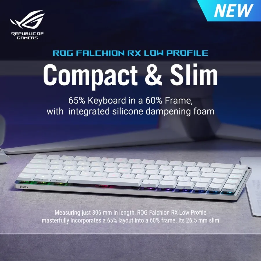 ASUS ROG Falchion Rilis, Keyboard Mechanical Wireless Low Profile 2 ROG Falchion RX Low Profile 3