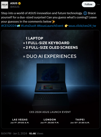 ASUS perlihatkan laptop baru