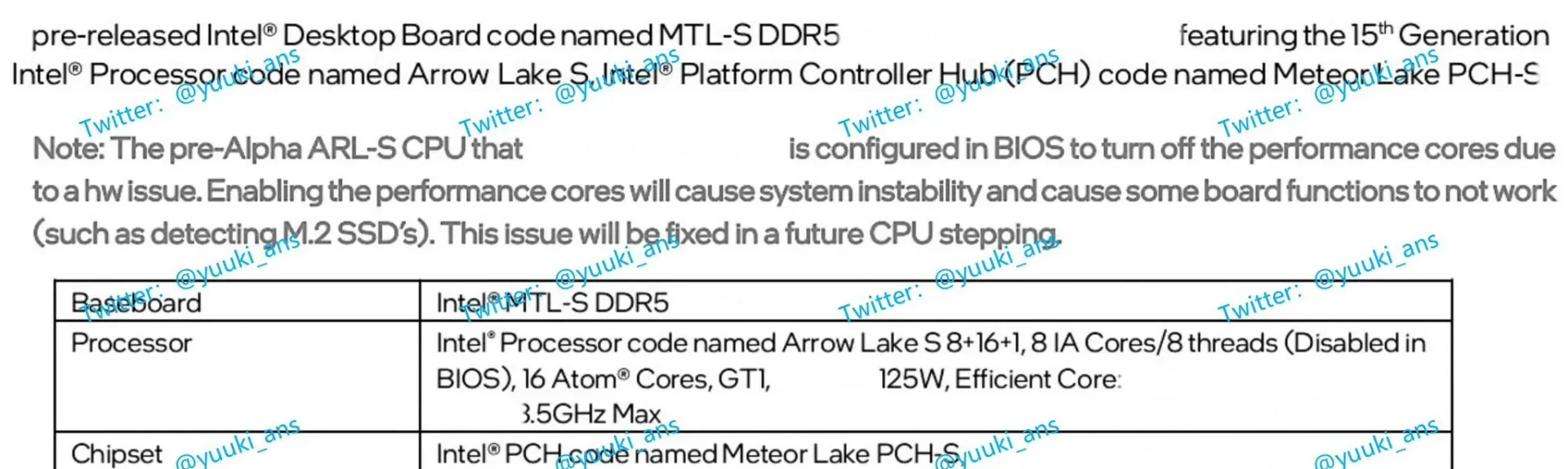intel arrow lake leak