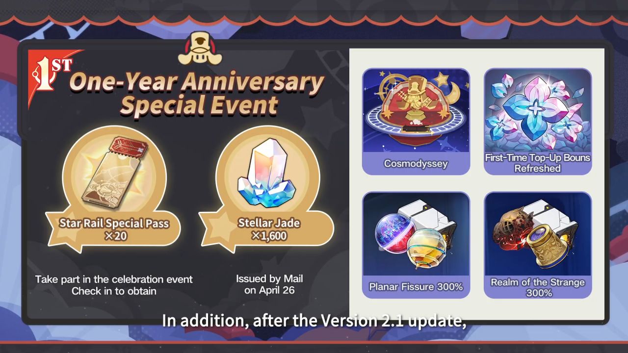 Honkai: Star Rail Siapkan 20 Tiket Gacha + 1.600 Stellar Jade untuk Ulang Tahun Pertama 3 57c8c5e4f5dfcc684480e9e104b6ad7e