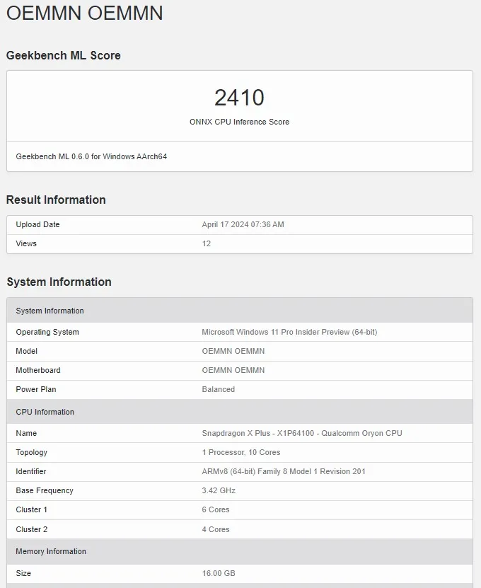 Jelang Rilis, Spesifikasi Qualcomm Snapdragon X Plus Bocor 3 snapdragon x plus geekbench 2