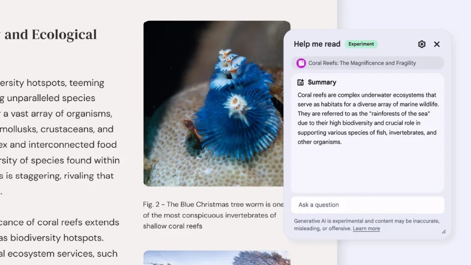 Fitur-fitur AI Baru Chromebook Plus Diumumkan, Siap Saingi Copilot+ PC 6 Help me read