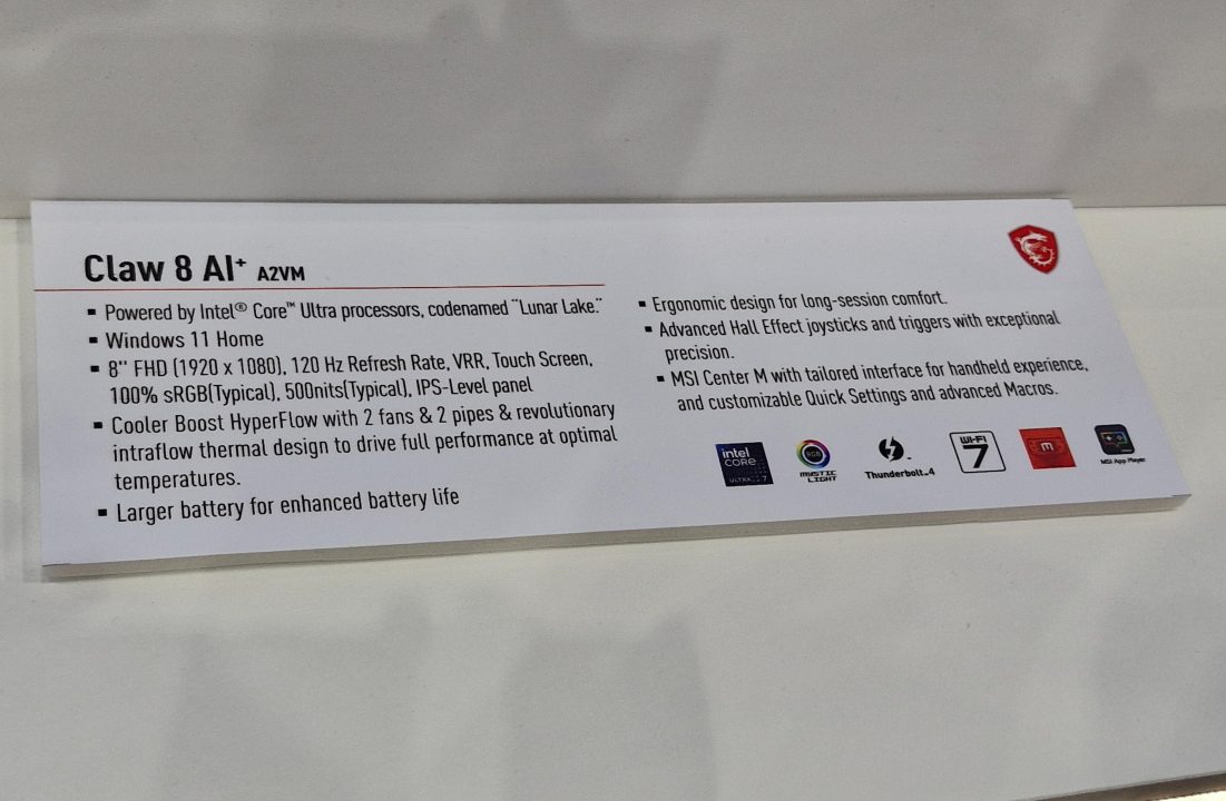 MSI Claw 8 AI+