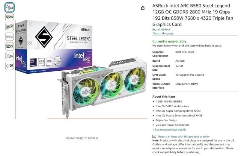 Bocoran Spesifkasi Intel Arc B580, Siap Tantang RTX 4060 dan Radeon RX 7600 2 Amazon Intel Arc B580