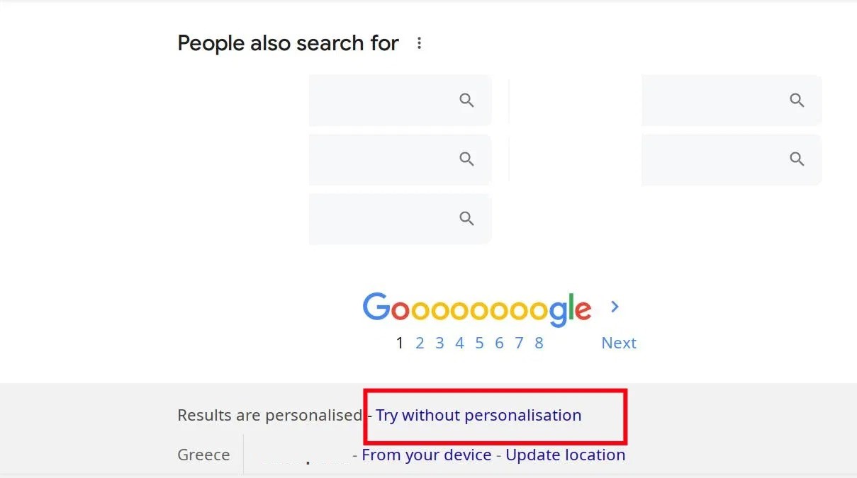 opsi baru Hasil pencarian google