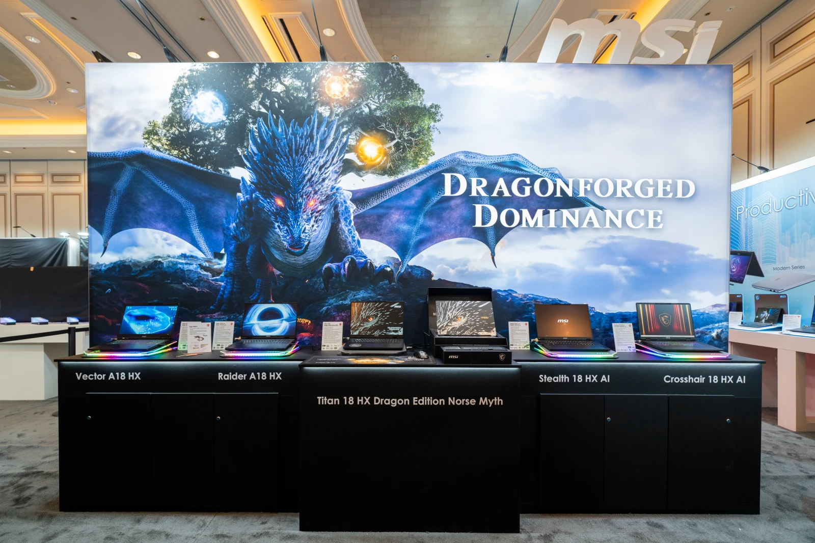 Jajaran Laptop Gaming Terbaru MSI di CES 2025, Dibekali GeForce RTX 50 Series MSI turut meramaikan gelaran CES 2025 dengan jajaran laptop gaming terbaru mereka. MSI mengumumkan Titan 18 HX Dragone Edition Norse Myth, serta laptop-laptop dari seri Raider, Vector, dan Stealth. Jajaran laptop tersebut sudah dibekali GPU terbaru NVIDIA GeForce RTX 50 Series, dan prosesor teranyar Intel Core Ultra series 2, AMD Ryzen 9000 series, dan AMD Ryzen AI 300 series. MSI Titan Dragon Editon Norse Myth Laptop ini menggabungkan estetika unik berupa desain naga bertema mitologi Nordik dengan spesifikasi gaming terbaik. MSI Titan 18 HX Dragon Editon Norse Myth dibekali dengan prosesor Intel Core Ultra 9 Ultra 9 275HX dan GPU dari NVIDIA up to GeForce RTX 5090 Laptop yang memiliki memori GDDR7 24GB. Seri Titan juga punya teknologi OverBoost MSI, yang menawarkan total daya sistem hingga 270W. Mendukung dua slot RAM DDR5 hingga 96GB, serta 1x SSD PCIe Gen5 dan 3x SSD PCIe Gen4. Layarnya berukuran 18 inci menggunakan panel MiniLED dengan resolusi UHD+ (3.840 x 2400) dan refresh rate 120Hz. MSI Raider Dari lini MSI Raider hadir dalam dua model dengan prosesor Intel Core Ultra 9 275HX (Raider 18 HX) dan AMD Ryzen 9 9955HX3D (Raider A18). Sementara itu, urusan grafis sama-sama dibekali GPU diskrit up to NVIDIA GeForce RTX 5090 Laptop dengan memori GDDR7 24GB. Tersedia dua slot RAM DDR5 dengan kapasitas maksimal 96GB, sementara untuk storage ada slot 1x SSD PCIe Gen5 dan 1x SSD PCIe Gen 4. Layarnya punya ukuran 18 inci dengan spesifikasi UHD+ dan refresh rate 120Hz, menggunakan panel Mini LED. Owh iya, untuk seri Raider dan Vector menyediakan total daya 260W. MSI Vector MSI Vector memiliki tiga model yakni Vector A18 HX, Vector 17HX, dan Vector 17HX. Vector A18 HX hadir dengan prosesor AMD Ryzen 9 9955HX atau Ryzen 9 8945HX, sementara GPU dibekali up to NVIDIA GeForce RTX 5080 Laptop dengan memori GDDR7 16GB. Sesuai namanya, Vector A18 HX punya layar 18 inci dengan panel IPS-level dan resolusi QHD+ (2560x1600), refresh rate 240Hz. Vector 17 HX hadir dengan prosesor Intel Core Ultra 9 275HX dengan GPU up to NVIDIA GeForce RTX 5090 Laptop GDDR7 24GB. Sementara itu, Vector 16 HX menawarkan opsi prosesor Intel Core Ultra 9 275HX atau Core Ultra 7 255HX, dengan GPU up to GeForce RTX 5080 Laptop GDDR7 16GB. Ukuran layarnya masing-masing adalah 17 dan 16 inci, dengan panel IPS-level, resolusi QHD+, refresh rate 240Hz. MSI Stealth MSI Stealth hadir sebagai laptop gaming dengan desain ringan tapi tetap dengan performa bertenaga. Ada tiga model anyar yang diperkenalkan yakni Stealth 18 HX dengan Intel Core Ultra 9 275HX, Stealth A18 AI+ dan Stealth A16 AI+ dengan AMD Ryzen AI 9 HX 370. Dua laptop pertama menjadi laptop gaming 18 inci paling ringan di pasaran dengan bobot hanya 2,89 kg. Meski begitu, lini MSI Stealth tetap mampu dijejali GPU up to NVIDIA GeForce RTX 5090 Laptop GDDR7 24GB. Untuk Stealth 18 HX dan Stealth A18 AI+ menawarkan dua slot RAM DDR5 hingga 36GB serta 1x SSD PCIe Gen4, sedangkan untuk Stealth A16 AI+ hadir dengan RAM LPDDR5X onboard hingga 64GB dual channel serta 2x SSD PCIe Gen4.